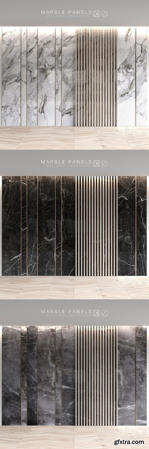 Marble panels with planks