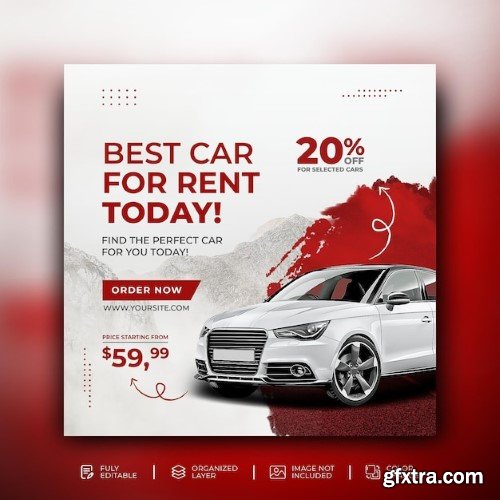 Car rental sell promotion social media promotion banner