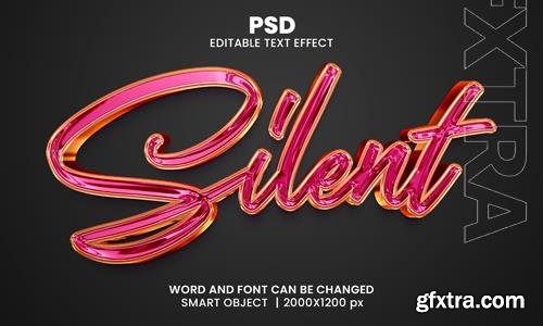 PSD silent chrome luxury 3d editable photoshop text effect style with background