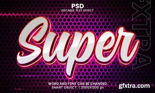 PSD super neon 3d editable photoshop text effect style with modern background