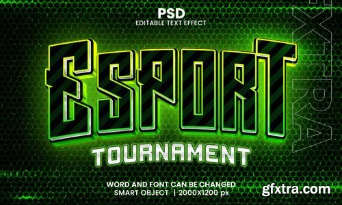 PSD esports tournament 3d editable photoshop text effect style with modern background