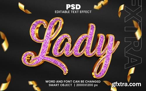 PSD lady glitter 3d editable photoshop text effect style with background