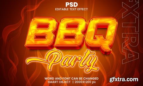 PSD bbq party 3d editable photoshop text effect style with background