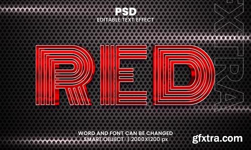 PSD red 3d editable photoshop text effect style with modern background