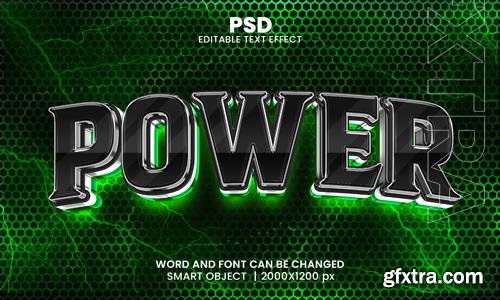 PSD power 3d editable photoshop text effect style with modern background