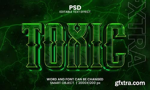 PSD toxic modern 3d editable photoshop text effect style with background