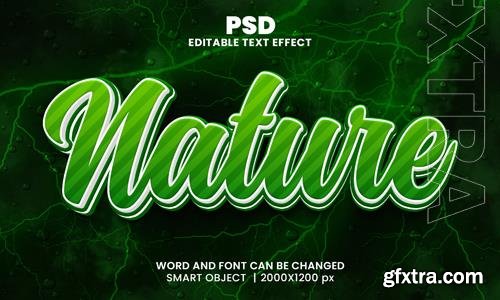 PSD nature 3d editable photoshop text effect style with background