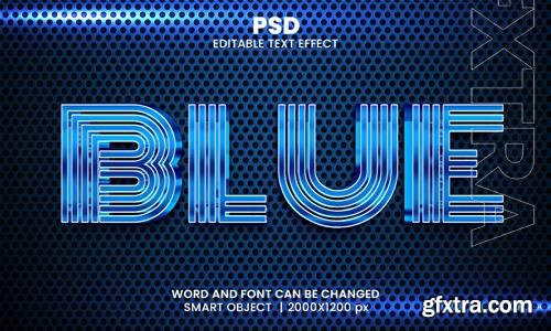 PSD blue 3d editable photoshop text effect style with modern background