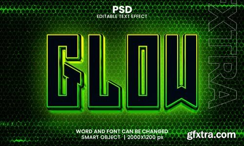 PSD glow 3d editable photoshop text effect style with modern background