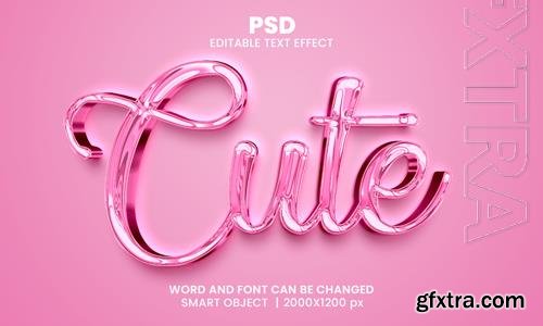 PSD cute chrome 3d editable photoshop text effect style with modern background