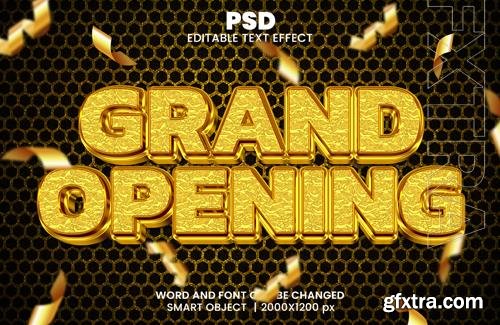 PSD grand opening luxury 3d editable photoshop text effect style with modern background