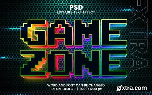 PSD game zone 3d editable photoshop text effect style with modern background