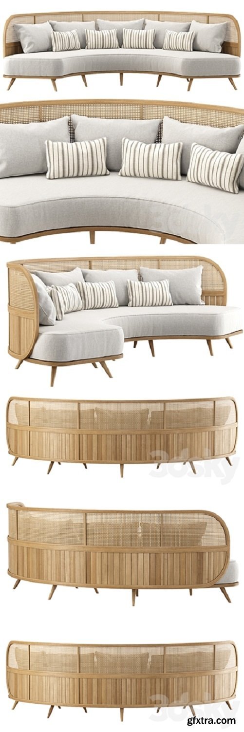 Garden round sofa R157 / Semi-circular rattan sofa