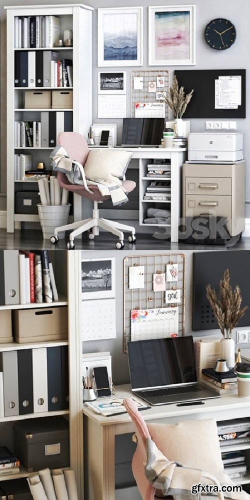 IKEA BRUSALI office workplace with LANGFJALL chair