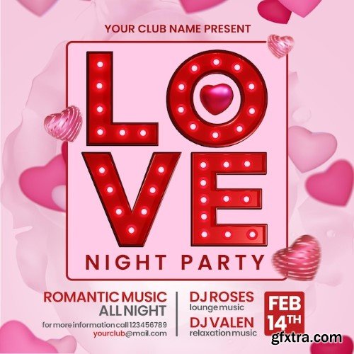 Happy valentines day celebration and party for social media post template