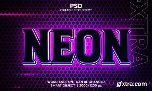 PSD neon 3d editable photoshop text effect style with modern background