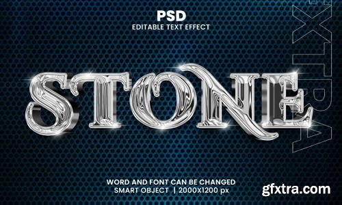 PSD stone chrome 3d editable photoshop text effect style with modern background