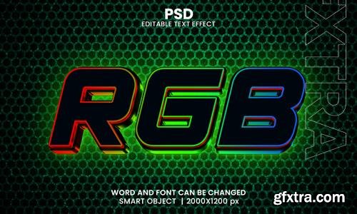 PSD rgb neon 3d editable photoshop text effect style with modern background
