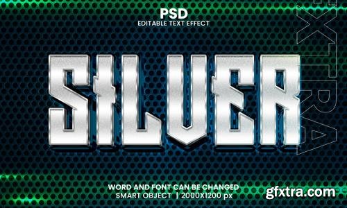 PSD silver 3d editable photoshop text effect style with modern background