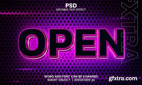 PSD open neon 3d editable photoshop text effect style with modern background