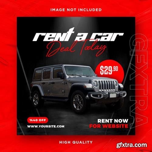 PSD car rental promotion social media instagram post banner template vol 4