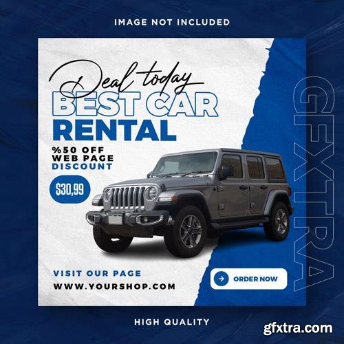 PSD car rental promotion social media instagram post banner template vol 6