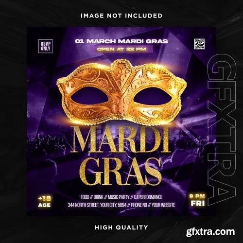 PSD mardi gras brazil festival flyer with mask carnival poster template vol 2