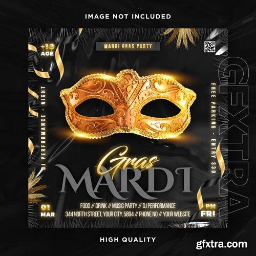 PSD mardi gras brazil festival flyer with mask carnival poster template vol 5