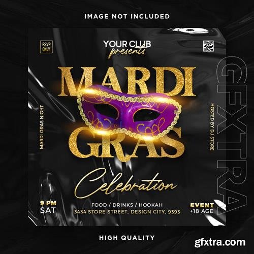 PSD mardi gras brazil festival flyer with mask carnival poster template vol 3