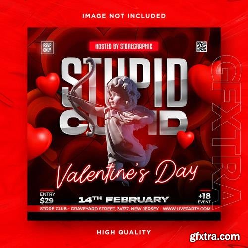 PSD valentines day flyer social media design and night club party flyer