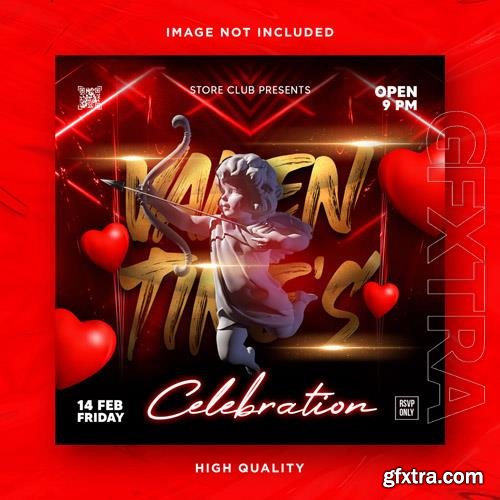 PSD valentines day flyer social media design and night club party flyer template