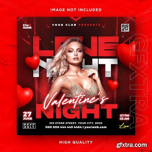 PSD valentines day flyer social media design and night club party flyer template vol 2