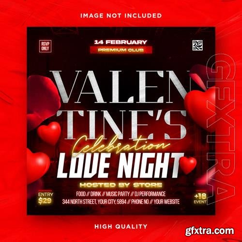 PSD valentines day flyer social media design and night club party flyer template vol 9