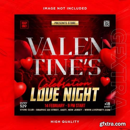 PSD valentines day flyer social media design and night club party flyer template vol 6