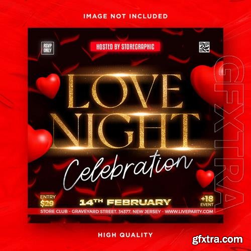 PSD valentines day flyer social media design and night club party flyer template vol 8