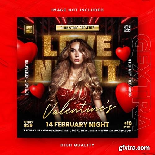 PSD valentines day flyer social media design and night club party flyer template vol 3