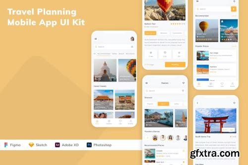 Travel Planning Mobile App UI Kit JVH348R