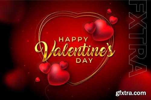 Vector happy valentines day golden text with red hearts