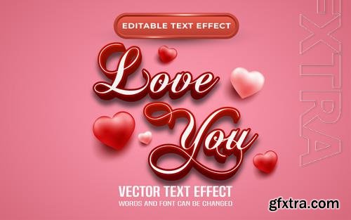 Vector love you editable text effect valentines themed