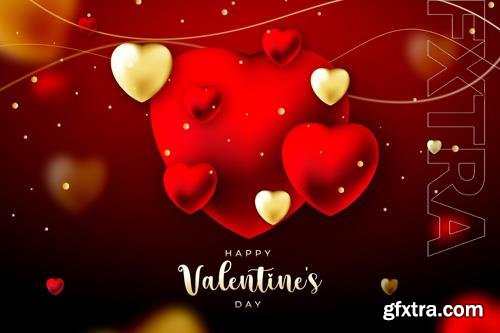 Vector red gradient valentine's day background with hearts