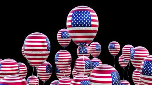 Videohive - American Flag On The Flying Balloons Transparent - 43396479 - 43396479