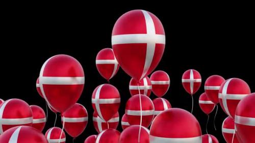 Videohive - Denmark Flag On The Flying Balloons Transparent - 43396480 - 43396480