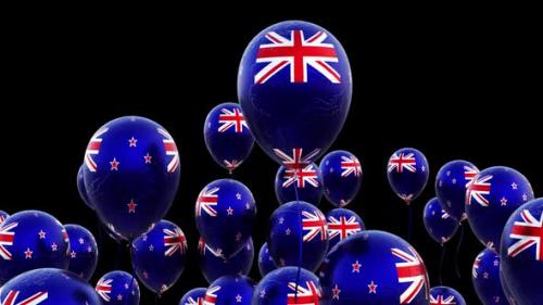 Videohive - New Zealand Flag On The Flying Balloons - 43396488 - 43396488