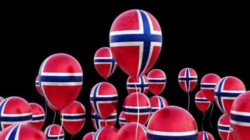 Videohive - Norway Flag On The Flying Balloons Transparent - 43396489 - 43396489