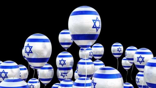 Videohive - Israel Flag On The Flying Balloons Transparent - 43396490 - 43396490