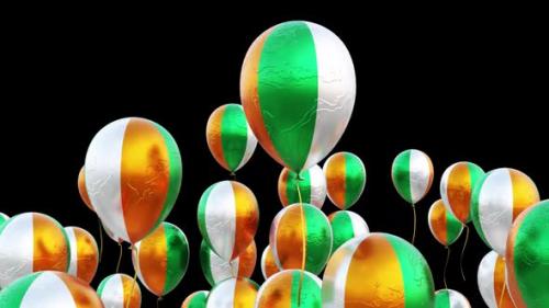 Videohive - Ireland Flag On The Flying Balloons Transparent - 43396493 - 43396493