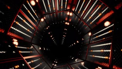 Videohive - Fly Through Mirror Tunnel with Technological Pattern - 43411178 - 43411178