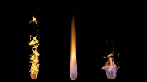 Videohive - Different types of burning fire flames on a transparent background. - 43420448 - 43420448