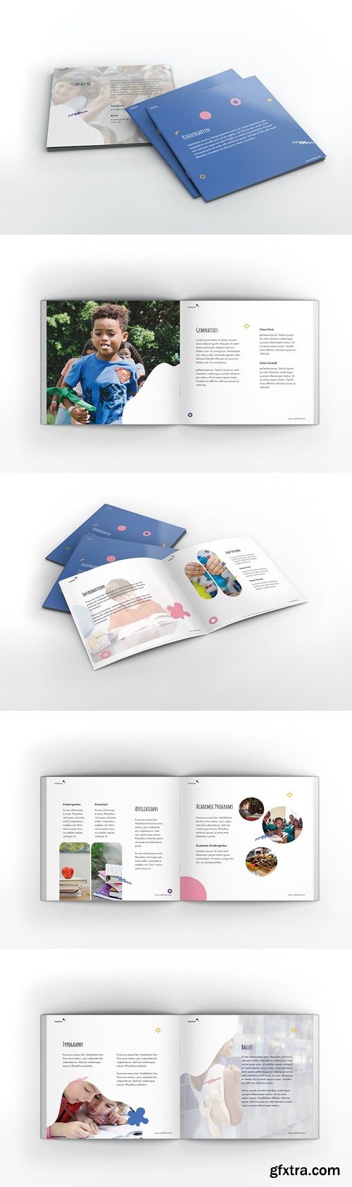 Kindergarten Square Brochure Template FRN88CL