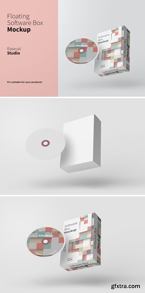 Floating Software Box Mockup 85885LY